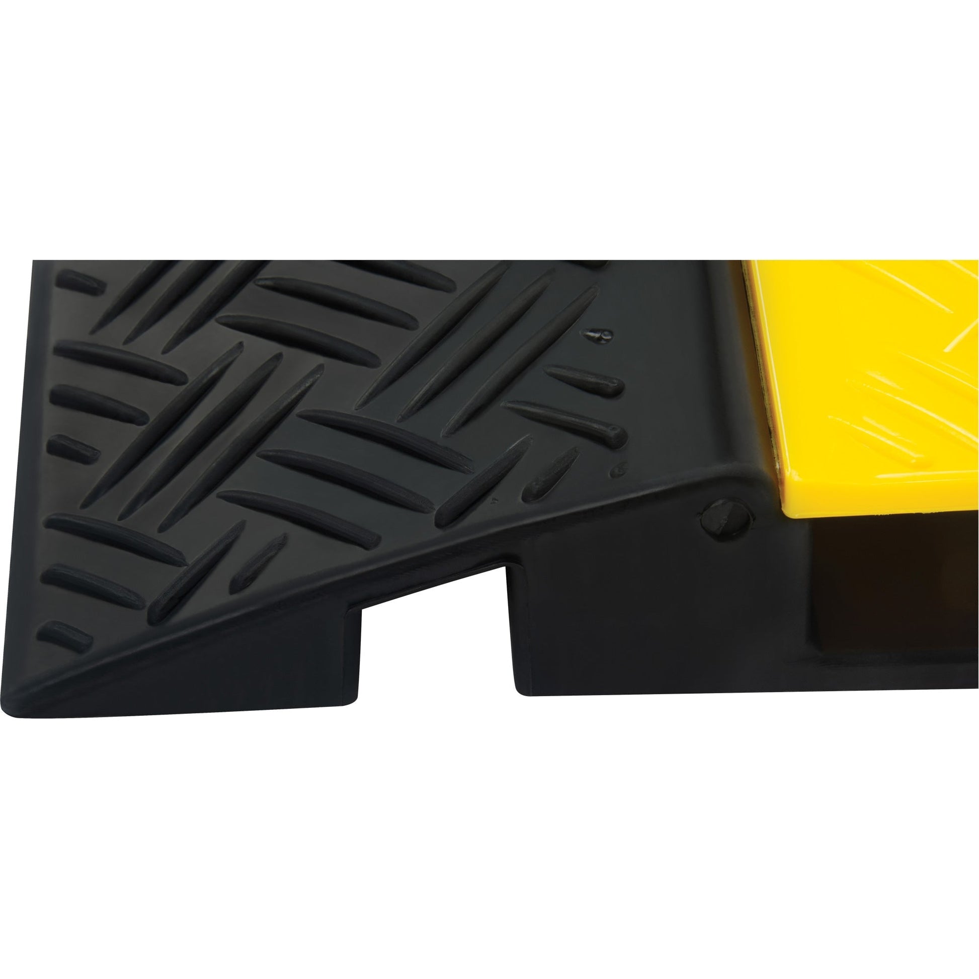 Black and yellow rubber cable protector ramp