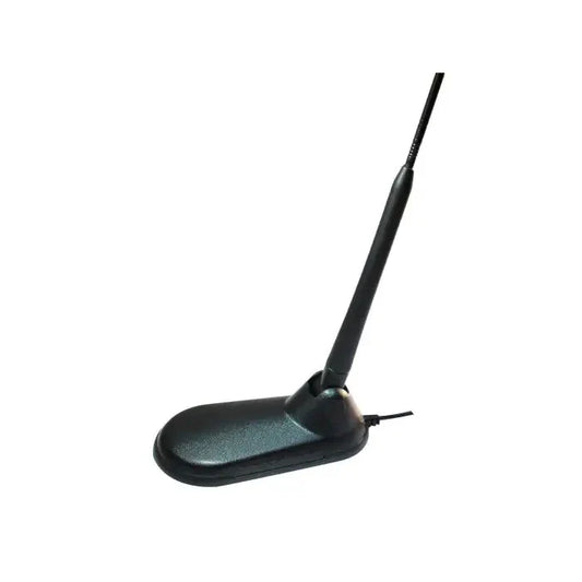 Black antenna with magnetic base.