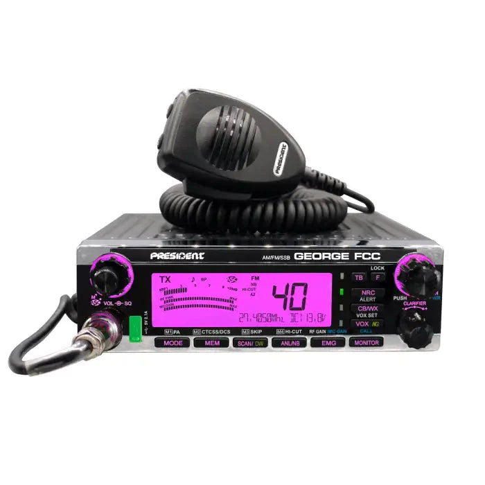 Black CB radio with microphone.