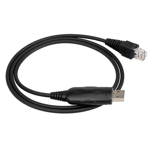 Black USB to Ethernet adapter cable with connectors on both ends.