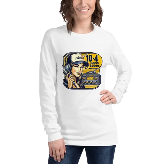 White long-sleeved shirt.