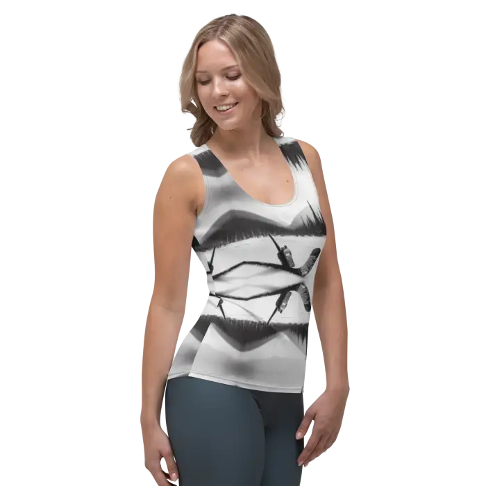 Woman’s patterned tank top.