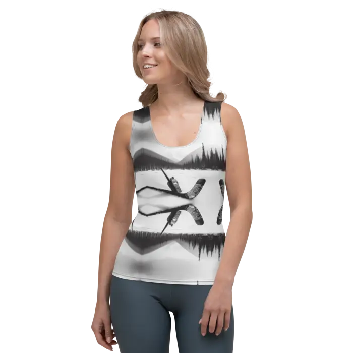 Woman’s patterned tank top.
