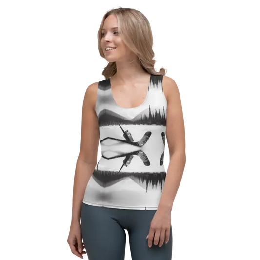 Woman’s patterned tank top.