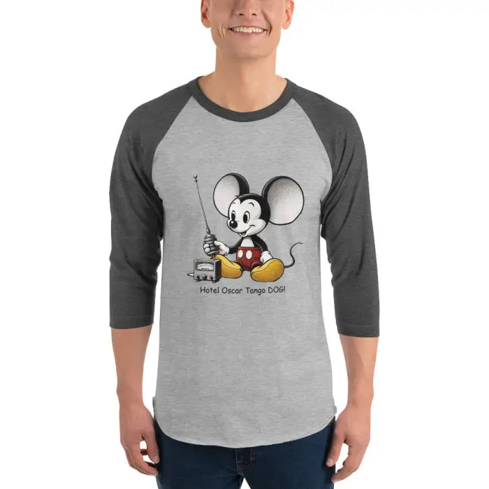 Gray and black raglan shirt.