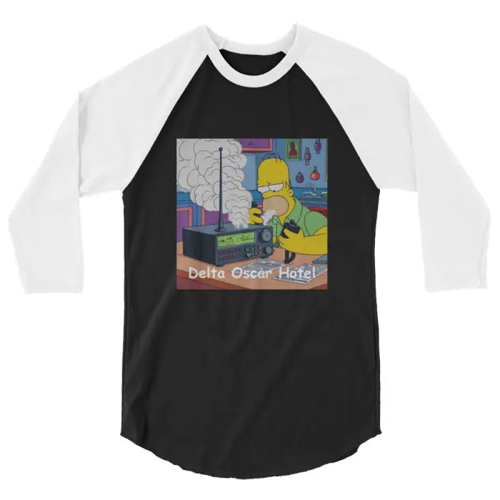Black and white raglan shirt.
