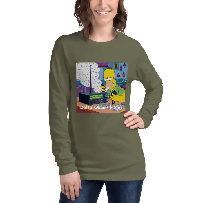 Olive green long-sleeved shirt.