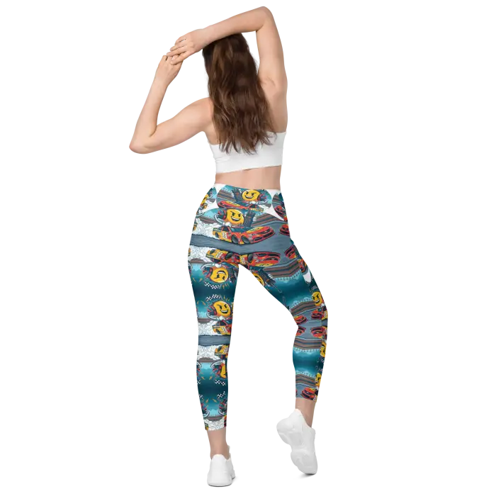 Patterned leggings.