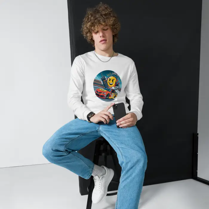Long-sleeved graphic tee.