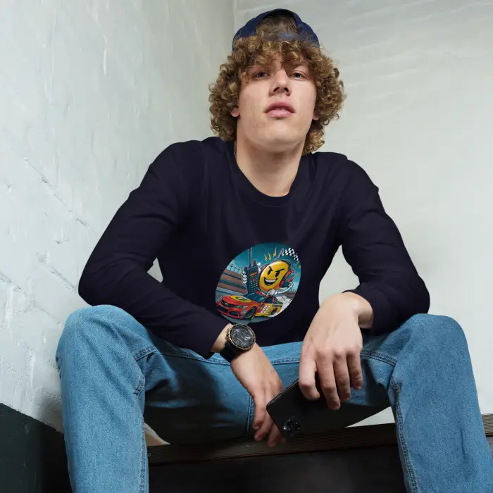 Long-sleeved graphic tee.