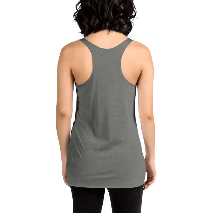 Gray racerback tank top.