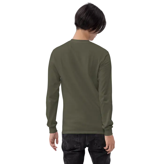Olive green long-sleeved shirt.