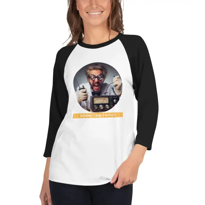 Black and white raglan shirt.