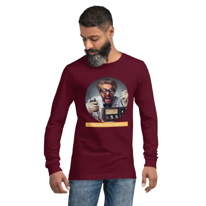 Maroon long-sleeved t-shirt.