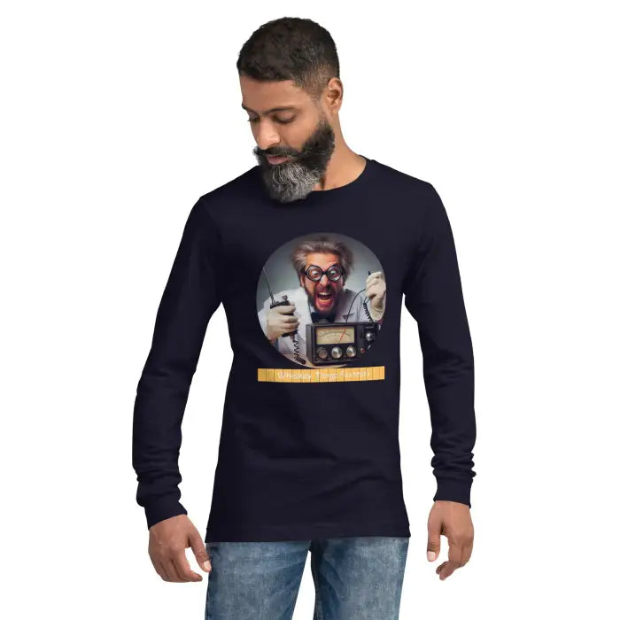 Navy long-sleeved t-shirt.