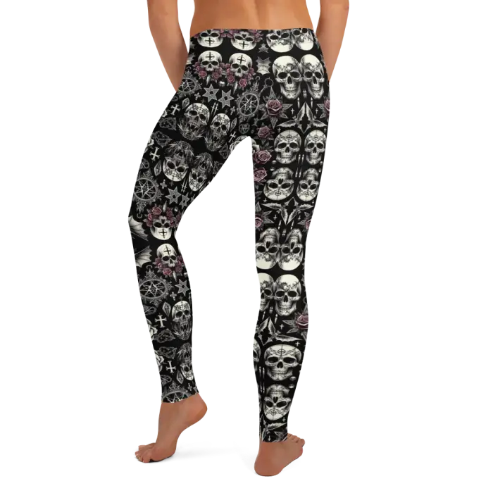 Skull-patterned leggings.