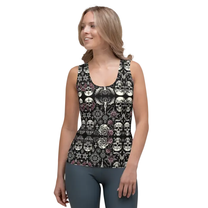 Skull-patterned tank top.