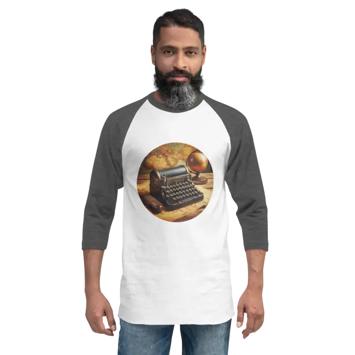 Man wearing a raglan shirt.
