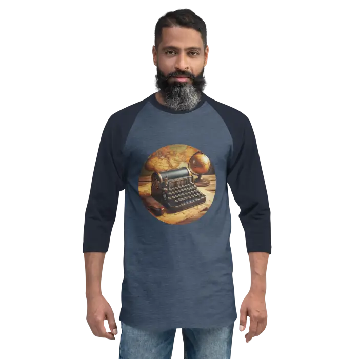 Man wearing a typewriter-themed shirt.