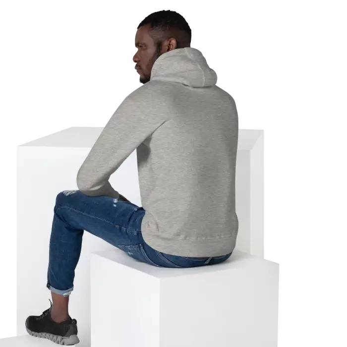 Man in gray hoodie and jeans.