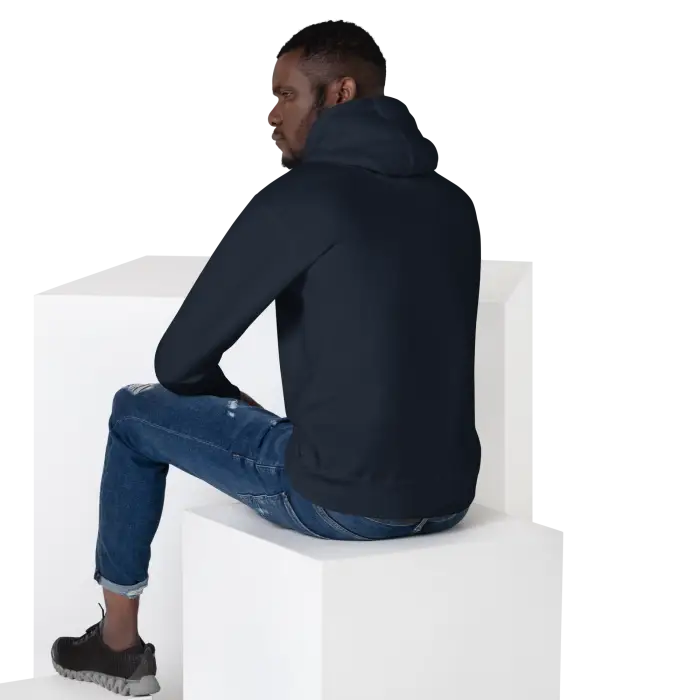 Man in hoodie and jeans.