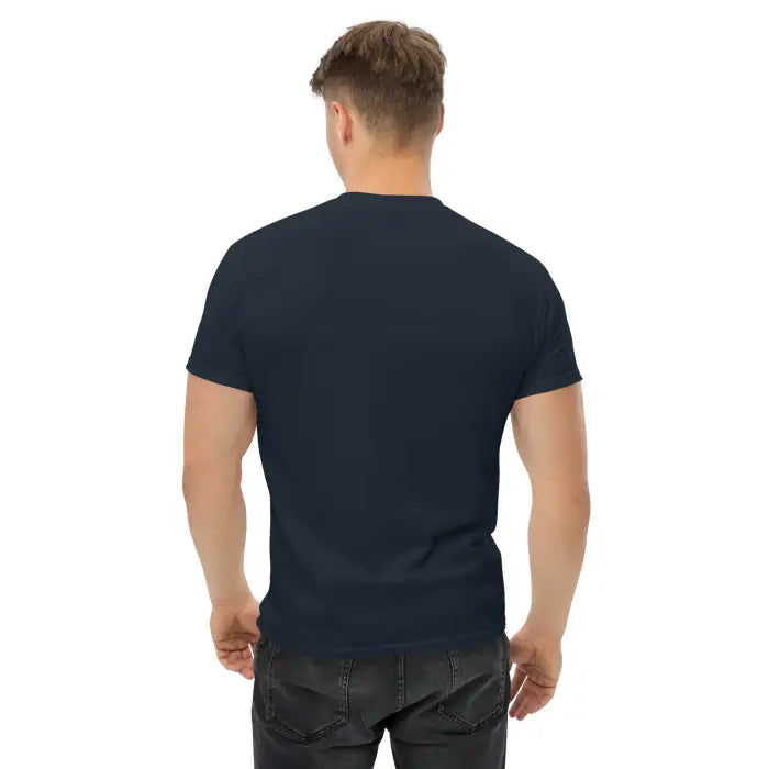 Navy blue t-shirt.
