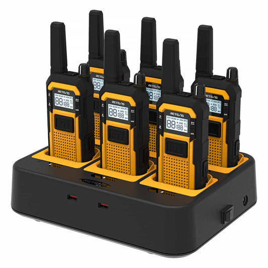 Retevis RB48 Heavy-Duty Waterproof Two-Way Radio 6-Pack Kit with 6-Way Multi-Charger
