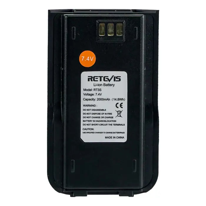 Black Retevis RT35 Li-ion battery.