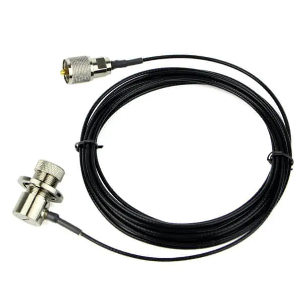 Coaxial cable with metal connectors.