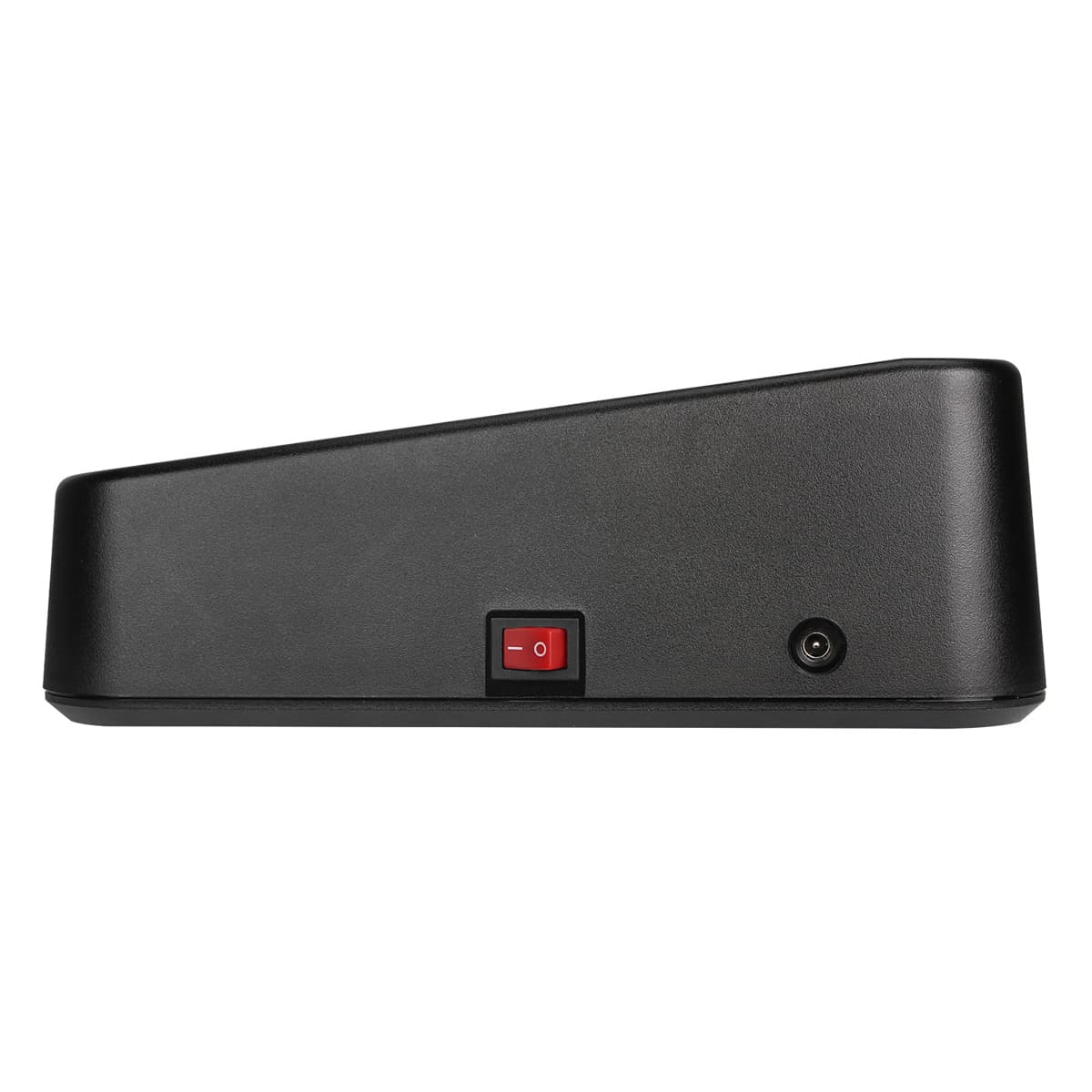 Black electronic device with power switch.