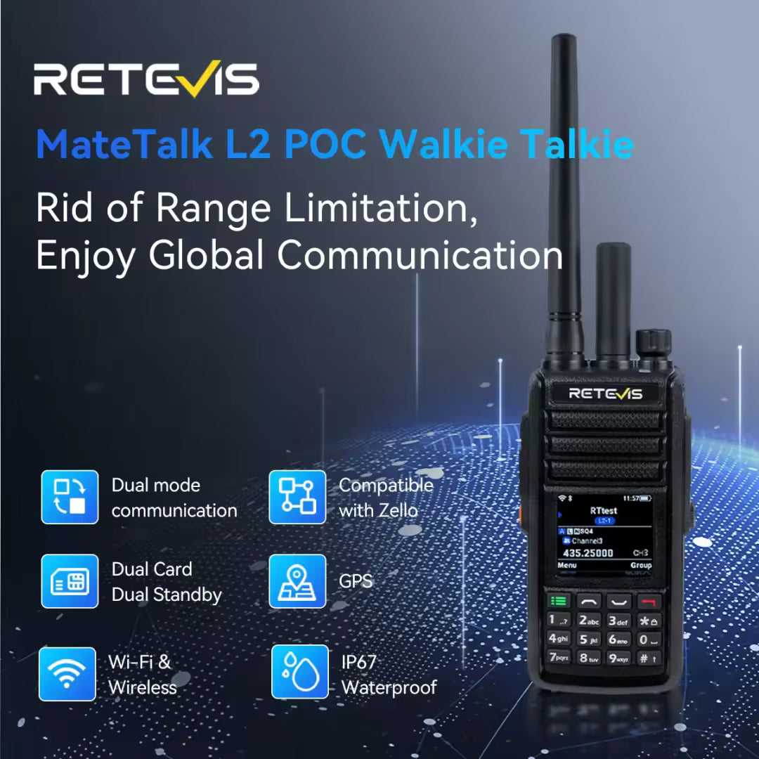 Retevis MateTalk L2 Hybrid 4G LTE PoC & Analog Two-Way Amateur Ham Radio