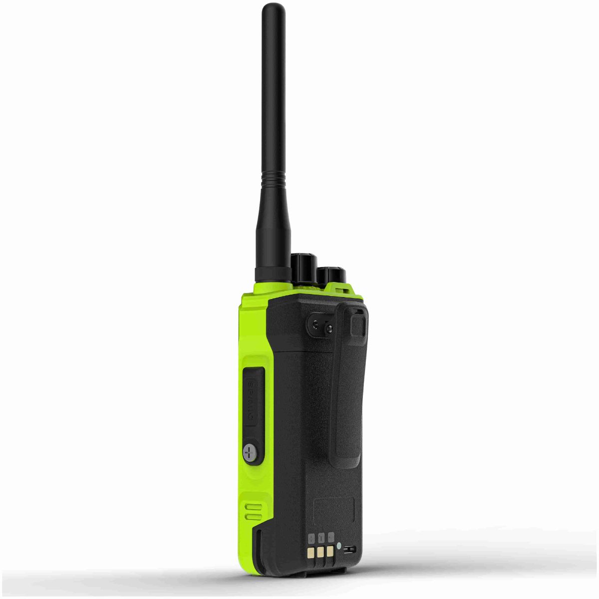 Green and black two-way radio.