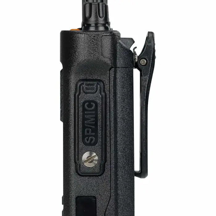 Black two-way radio.