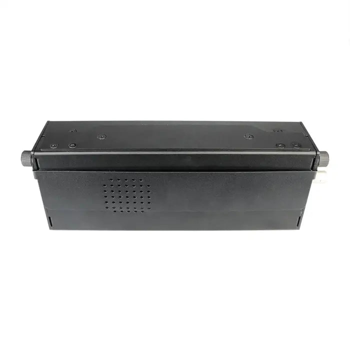 Black rectangular metal box.