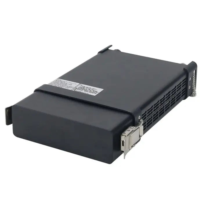 Black rectangular electronic component.