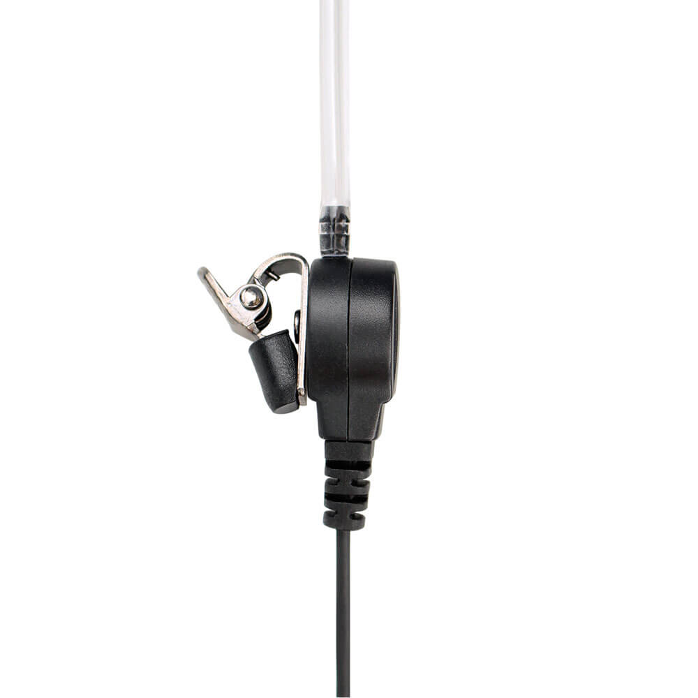 Black and clear coiled cord with clip