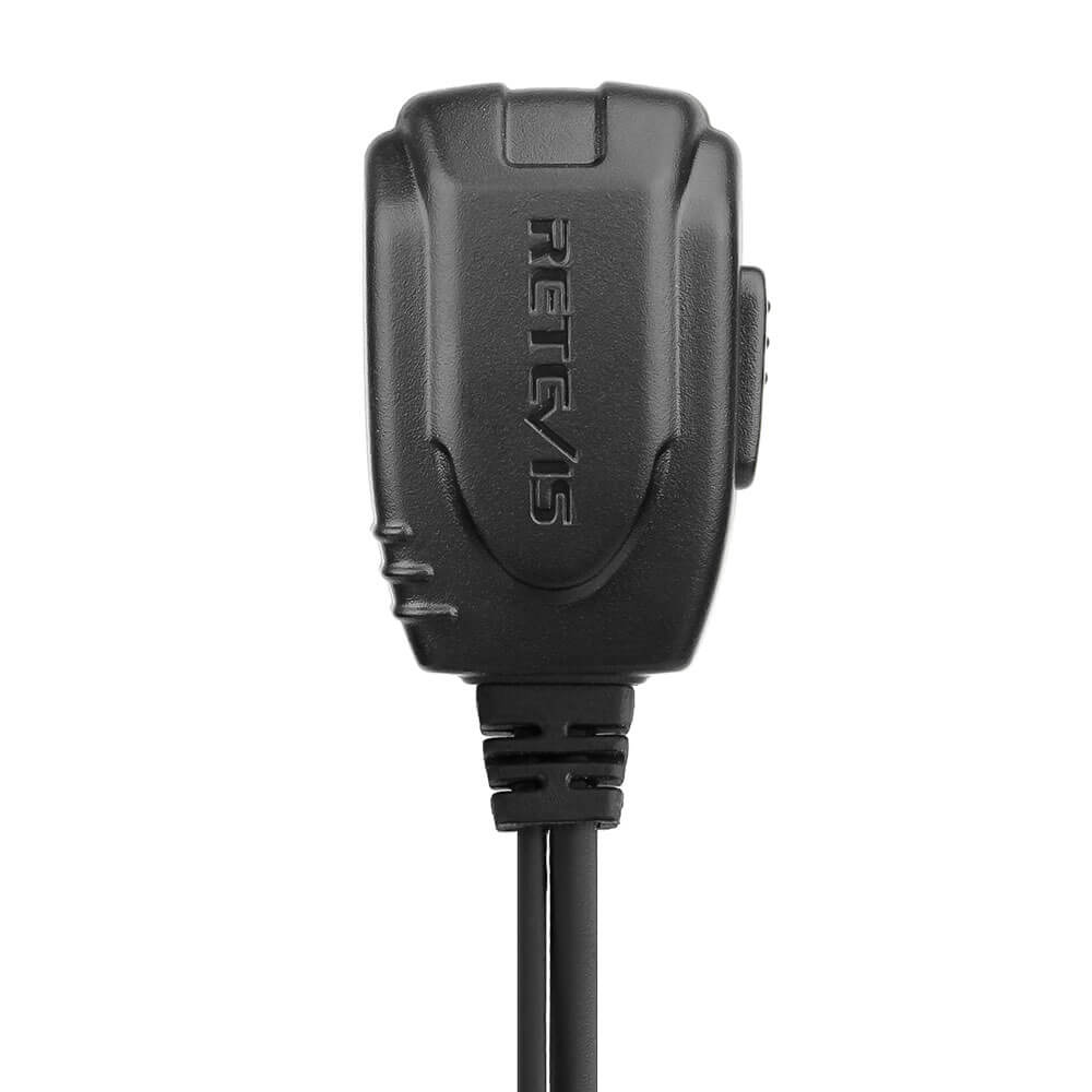 Black retevis microphone with durable plastic casing and coiled cord