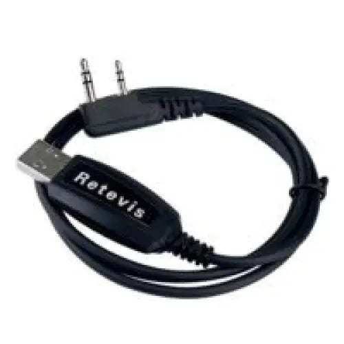 Black Retevis programming cable.