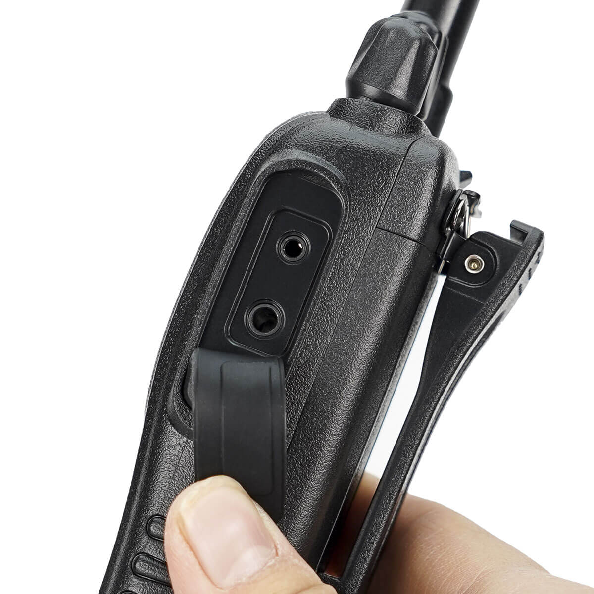 Black two-way radio.