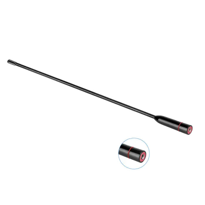Black telescopic microphone with red accents.
