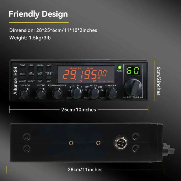 Black CB radio with digital display.