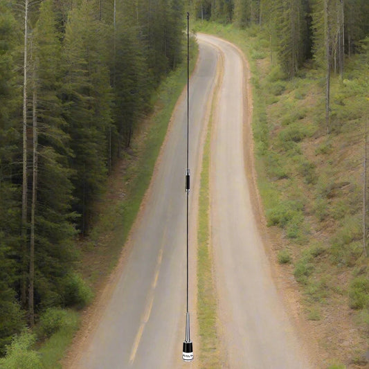 Tall, black and silver antenna.