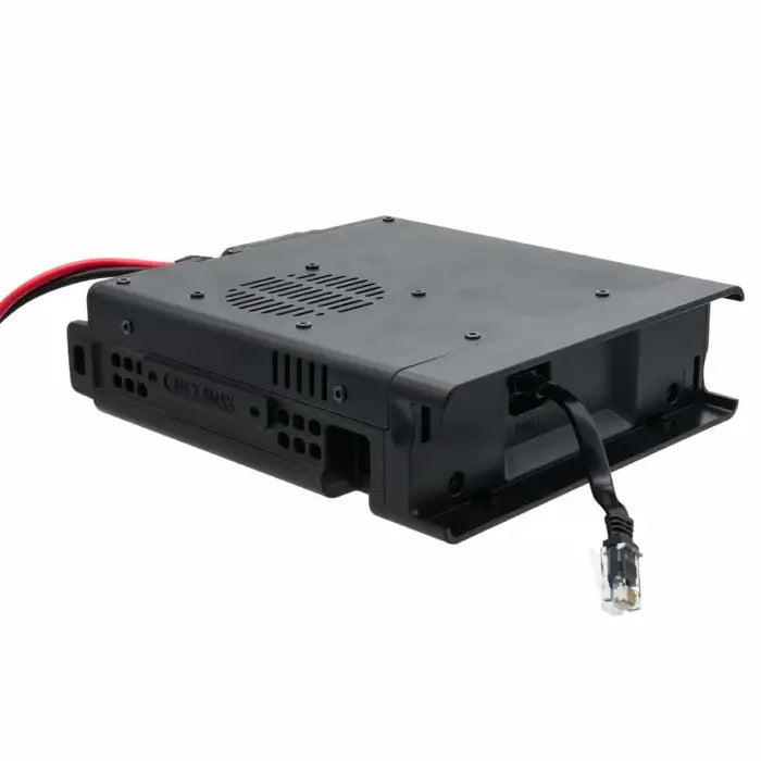 Black mobile two-way radio.