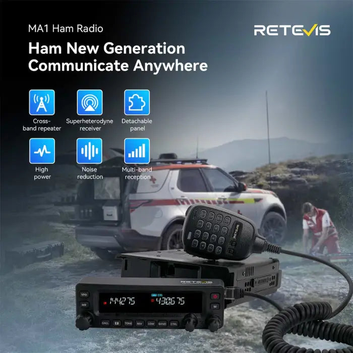 Black Retevis MA1 ham radio.