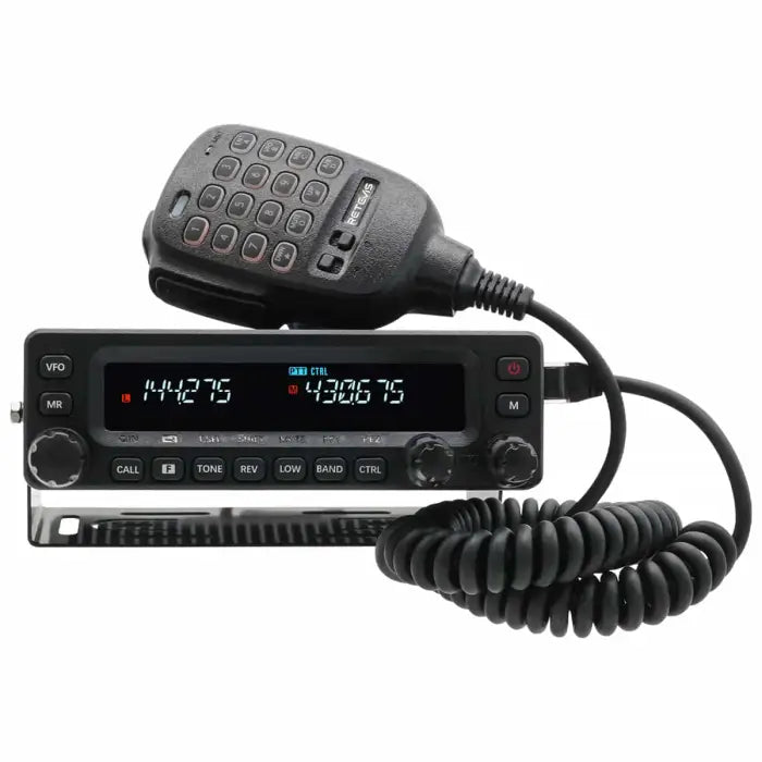 Black two-way radio with microphone.