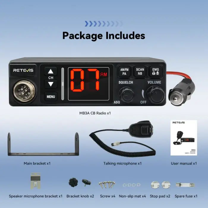 CB radio and accessories.