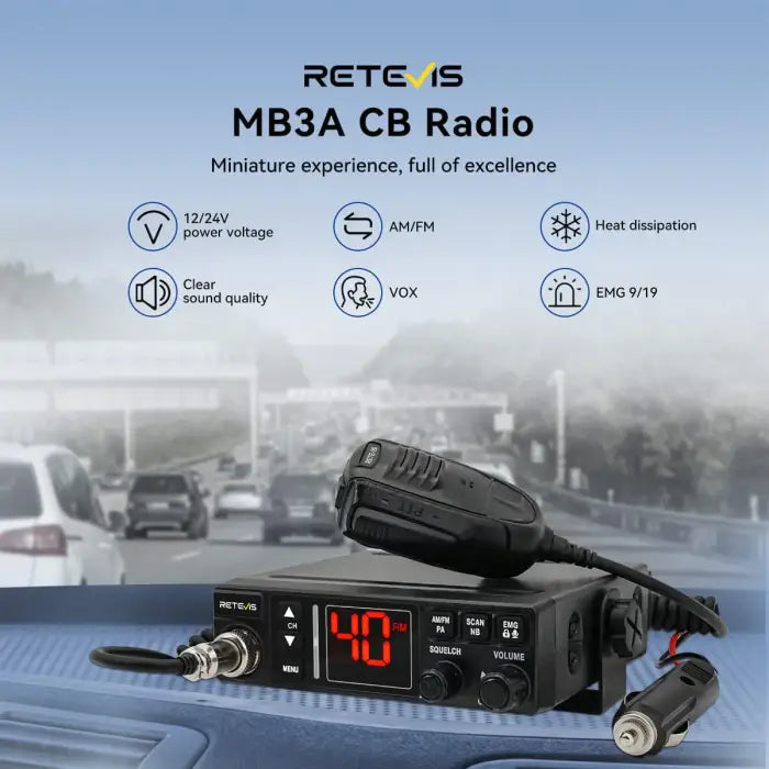 Black CB radio with microphone.