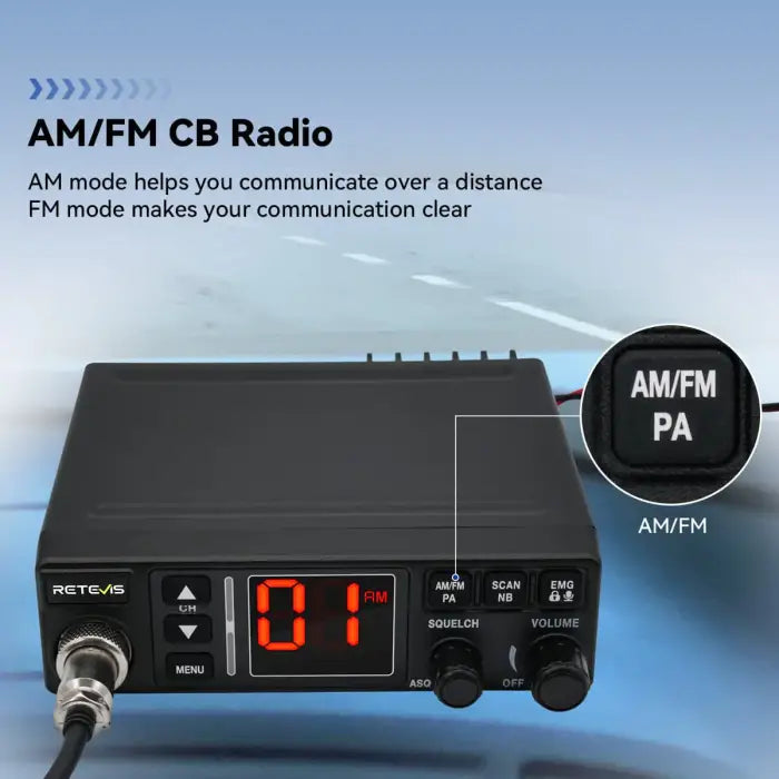 Black AM/FM CB radio.