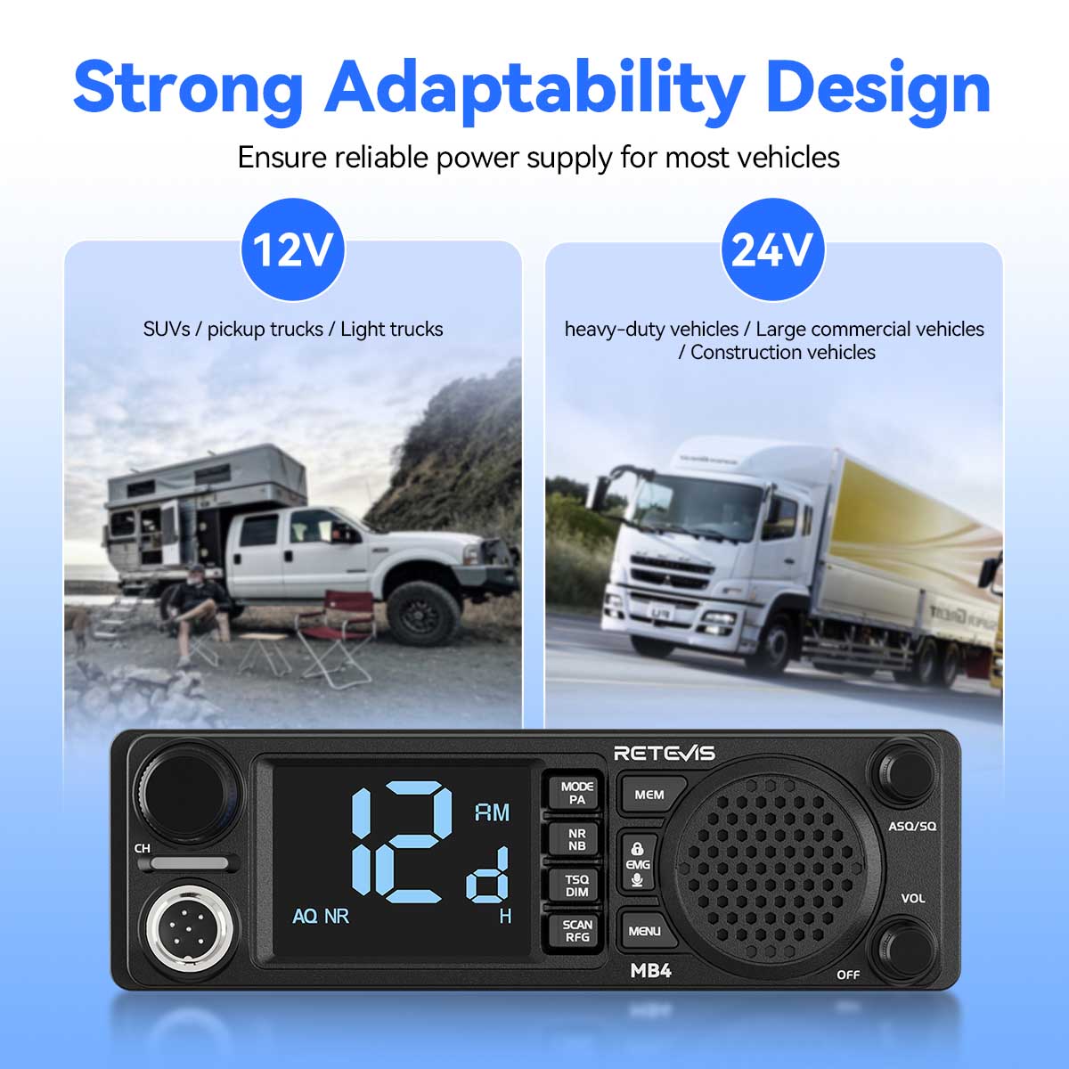 Retevis MB4 AM/FM Professional DIN-Size CB Radio (Special Order)