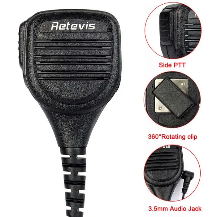 Black Retevis speaker microphone.